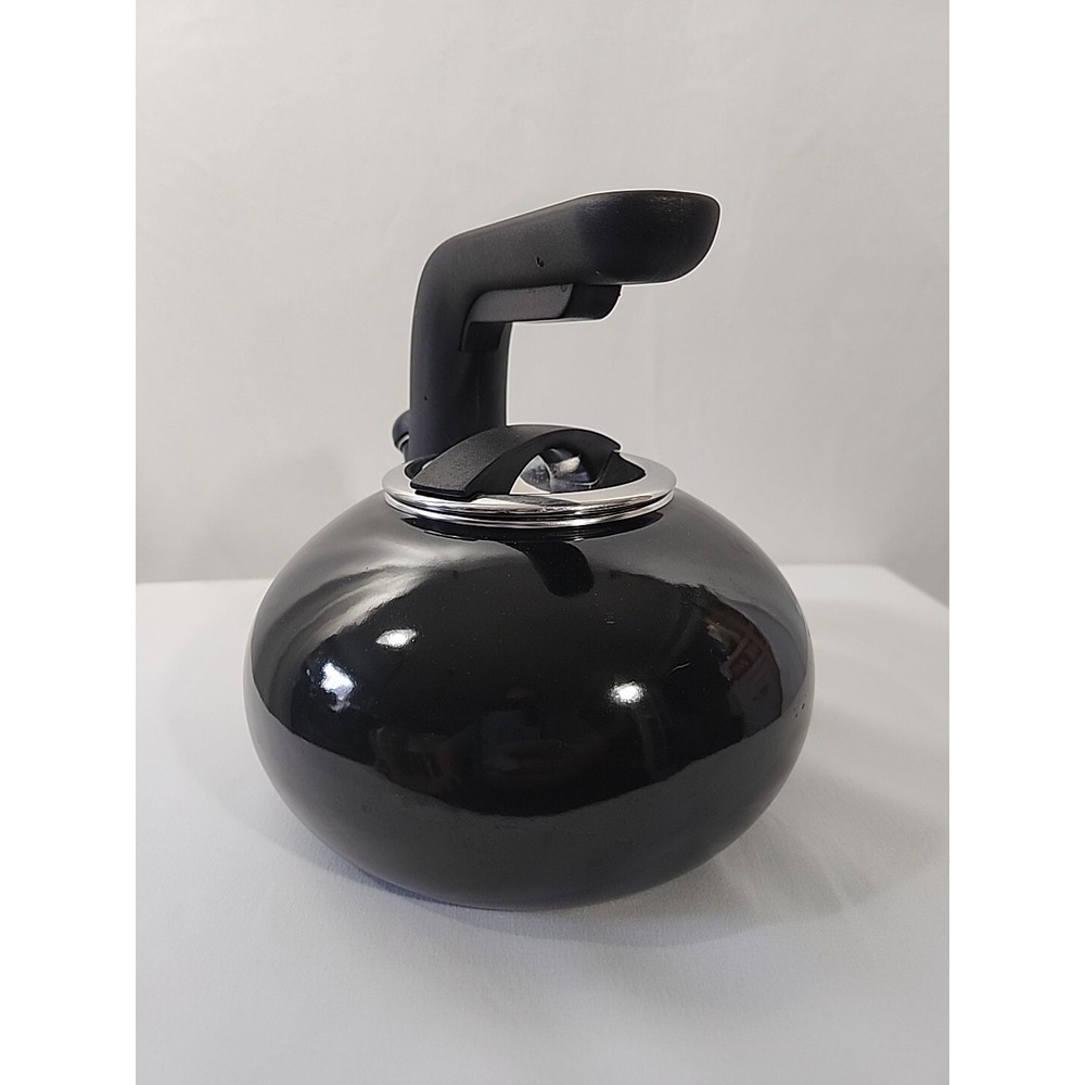 KitchenAid Enamel Teapot Kettle Black Stovetop Whistling‎ Handle 2 Quart Cozy - Picture 2 of 12